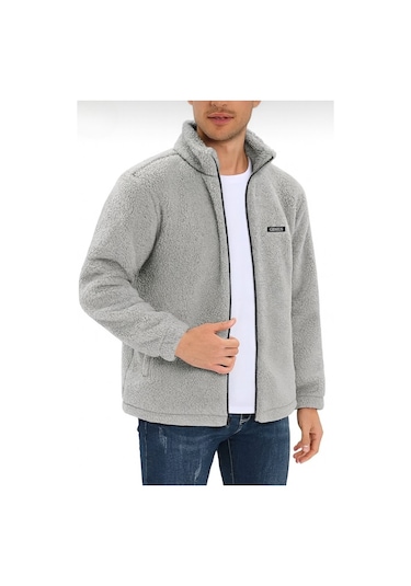 Oversize Peluş Sweatshirt Erkek Polar Sweatshirt Erkek Sweatshirt Oversıze-peluss Gri