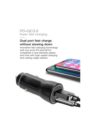 Sones P21 Taşınabilir Pd 20w + Qc 3.0 18w Çift Bağlantı Noktalı Hızlı Araç Şarj Cihazı Beyaz