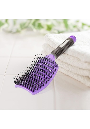 Saç Fırçası, Daha Hızlı Fönleme İçin Havalandırmalı Fırça, Islak Kuru Kıvırcık Kalın Düz Saçlar İçin Saç Fırçası Mor Mor