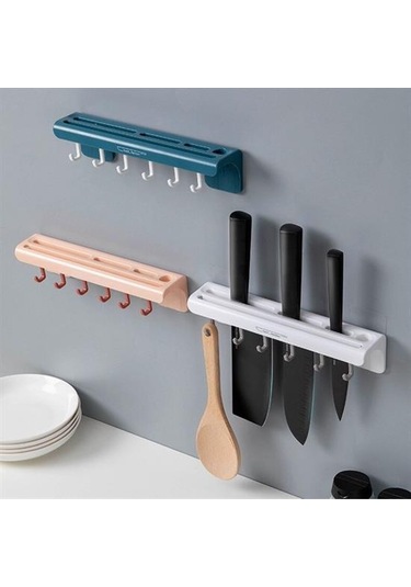 Pratik Çoklu Bıçak Askısı Mutfak Bıçak Düzenleyici Organizer Daya Ahşap - Siyah