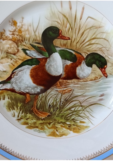 Nurantik Limoges Antika Porselen Duvar Tabağı 32 Cm