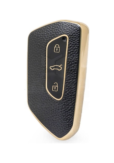Lüx Volkswagen Skoda Seat Golf 8 Cupra Formentar Yeni Nesil Anahtar Kılıfı Siyah Gold 1.ci Kalite