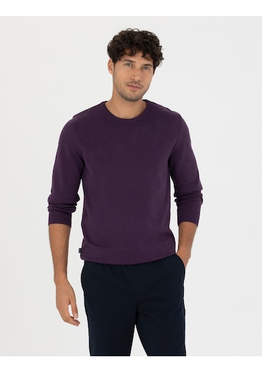 Pierre Cardin Erkek Mor Triko Kazak 50270179-vr038 Mor