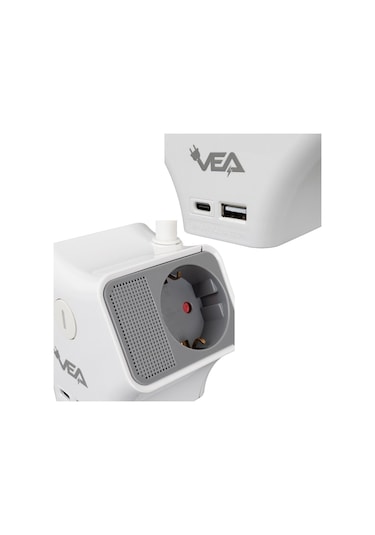 Vea Ve-g903yc 3lü Usb+ Type-c Girişli Anahtarlı 1.5 Metre Grup Priz