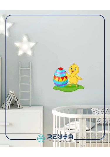 Paskalya Yumurtalı Civciv Duvar Stickerı Renkli