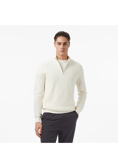 Nautica Erkek Krem Classic Fit Kazak Düz S57230t Krem