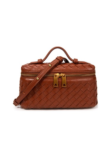 Yunboo Klasik Örgü Desenli Pu Deri Çanta - El/omuz/üst Çapraz Taşıma 3'lü Fonksiyonlu - Kahverengi