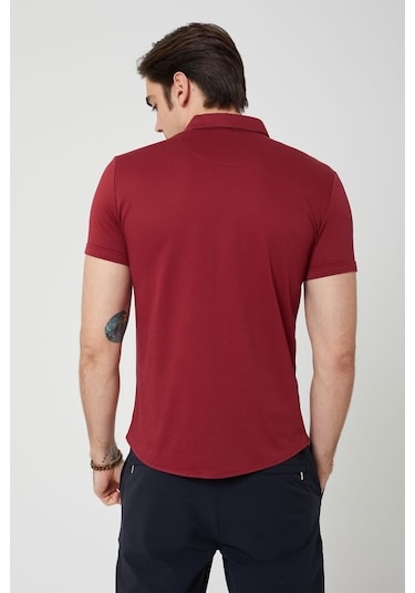 Coonless Erkek Kısa Kol Slim Fit Gömlek Kırmızı Beyaz