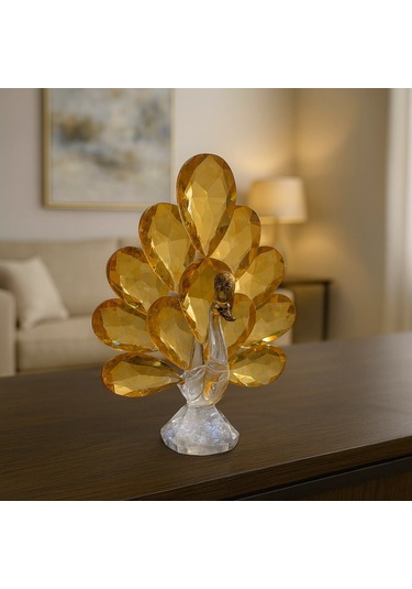 Gold Tavus Kuşu Kristal Cam Kb 9x12