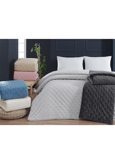 Aksu Microsoft Punto Yorgan Çift Kişilik 195x215 Açık Gri