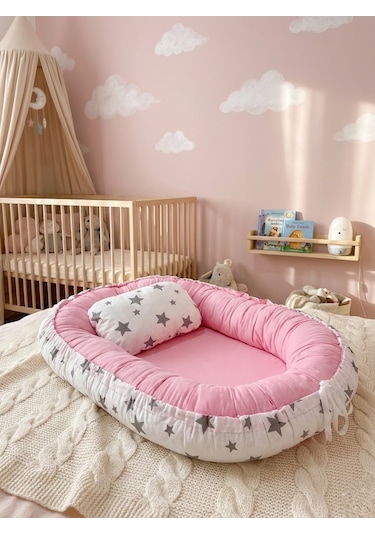 Babynest Yer Yatağı Yıldızlı Pembe Bebeciden