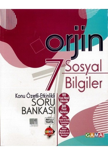 Gama Okul Yayınları 7. Sınıf Sosyal Bilgiler Orjin Konu Özetli Et