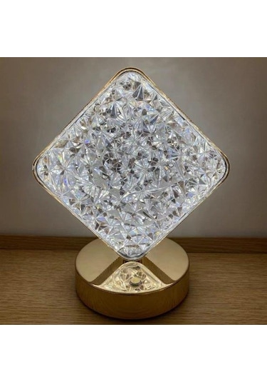 Lw-25 Şarjlı Kare Kristal Elmas Masa Lambası Dokunmatik Romantik