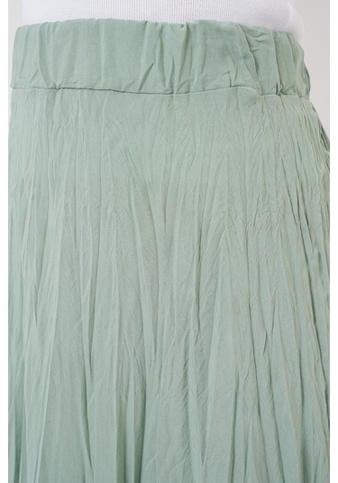 Kadın Uzun Kırışık Etek 8042 - Çağla Çağla