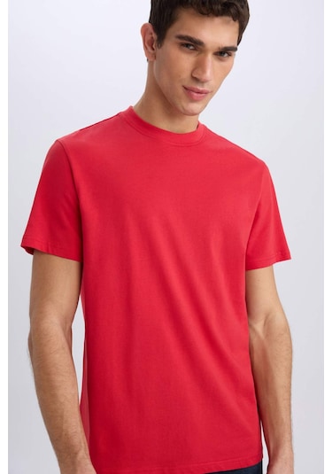 DeFacto %100 Pamuk New Regular Fit Bisiklet Yaka Basic Düz Kısa Kollu Tişört V7699AZ25SPRD79