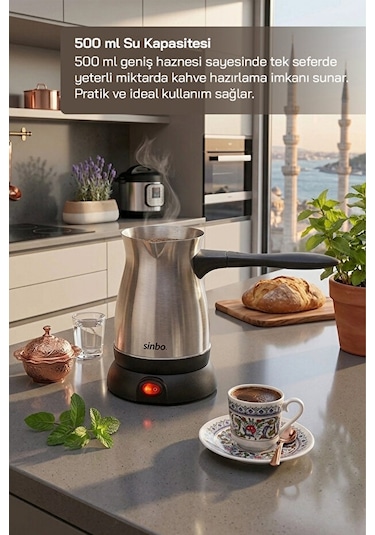 Sinbo SCM-9038 500 ML Paslanmaz Çelik Cezve Türk Kahve Makinesi
