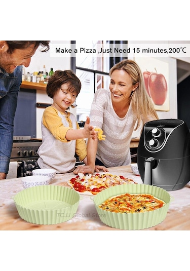 Mavi Fritöz Silikon Pot Fritözler Fırın Pişirme Tepsisi Pizza Kızarmış Tavuk Fritöz Aksesuarları Yuvarlak Tava Yeniden Kullanılabilir Mat Mavi