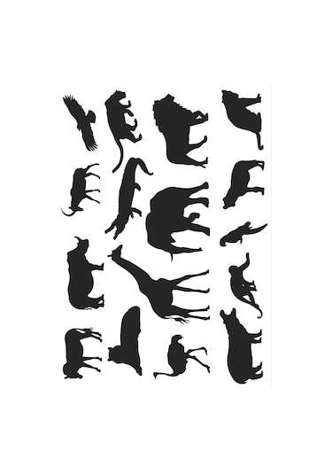 Hayvanlar Siyah Sticker Set