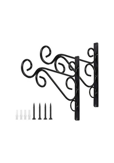 Pazly 2 Adet Siyah Açık Hava Asma Kancası - Bitki Kuş Yemliği Fener Rüzgar Çanları İçin