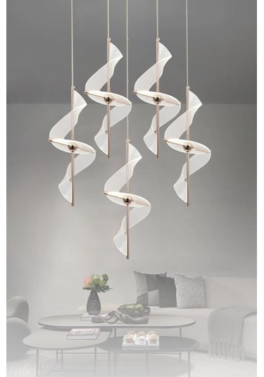 Eray Aydınlatma 8270-4+1 Sarkıt Gold Led Avize Gold