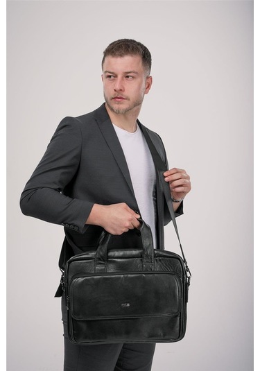 Ççs 71471 Hakiki Deri Evrak Çantası Siyah