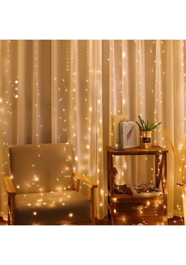 Buffer Uzaktan Kumandalı Led Perdeye Takılabilen Kancalı Işık Usb 3x3 Metre Peri Perde Led Gün Işığı