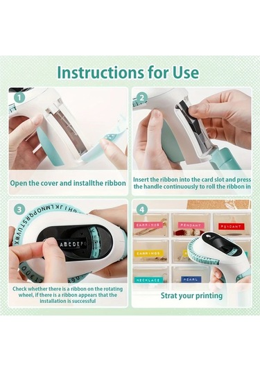 Willowhaven Phomemo Vintage Pembe 6 Şeritli Manuel Etiket Yapma Makinesi