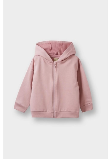 Defacto Kız Bebek Kapüşonlu İçi Yumuşak Tüylü Fermuarlı Sweatshirt E8350a525aubr277 Bordo