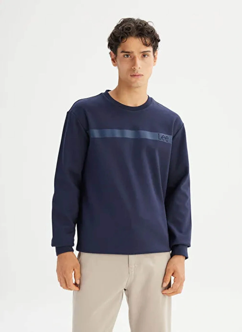 Lee Mid Logo Lacivert Erkek Sweatshirt L242499411 Lacivert