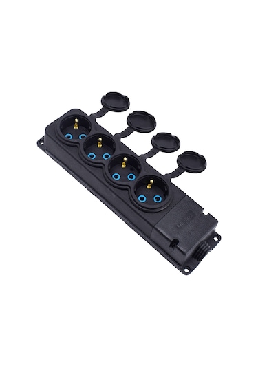 Bylion Kauçuk Dörtlü Grup Priz Siyah - 4KMP