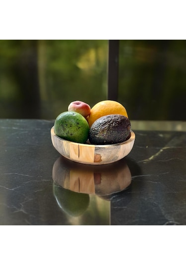 El Yapımı Dişbudaak Ağacı Ahşap Kase & Sunum Tabağı