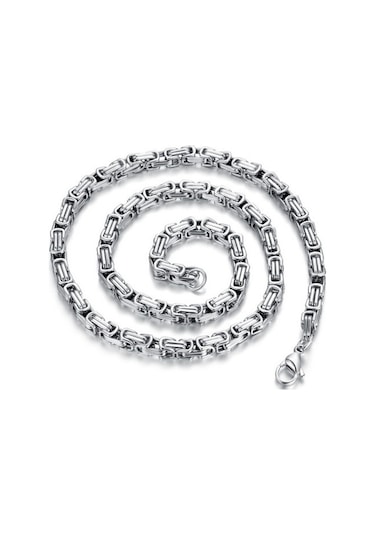 Chavin 6 MM Kalın Kral Çelik Erkek Zincir Gri Renk Dg93