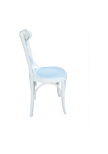Sandalye St Çapraz Model Kayın Retro Ayak Babyface Kumaş Döşeme Parlak Beyaz