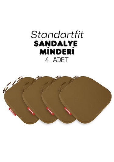 Xpermate 4'lü Standartfit Oval Sandalye Minderi 42x42x5 Kahvereng