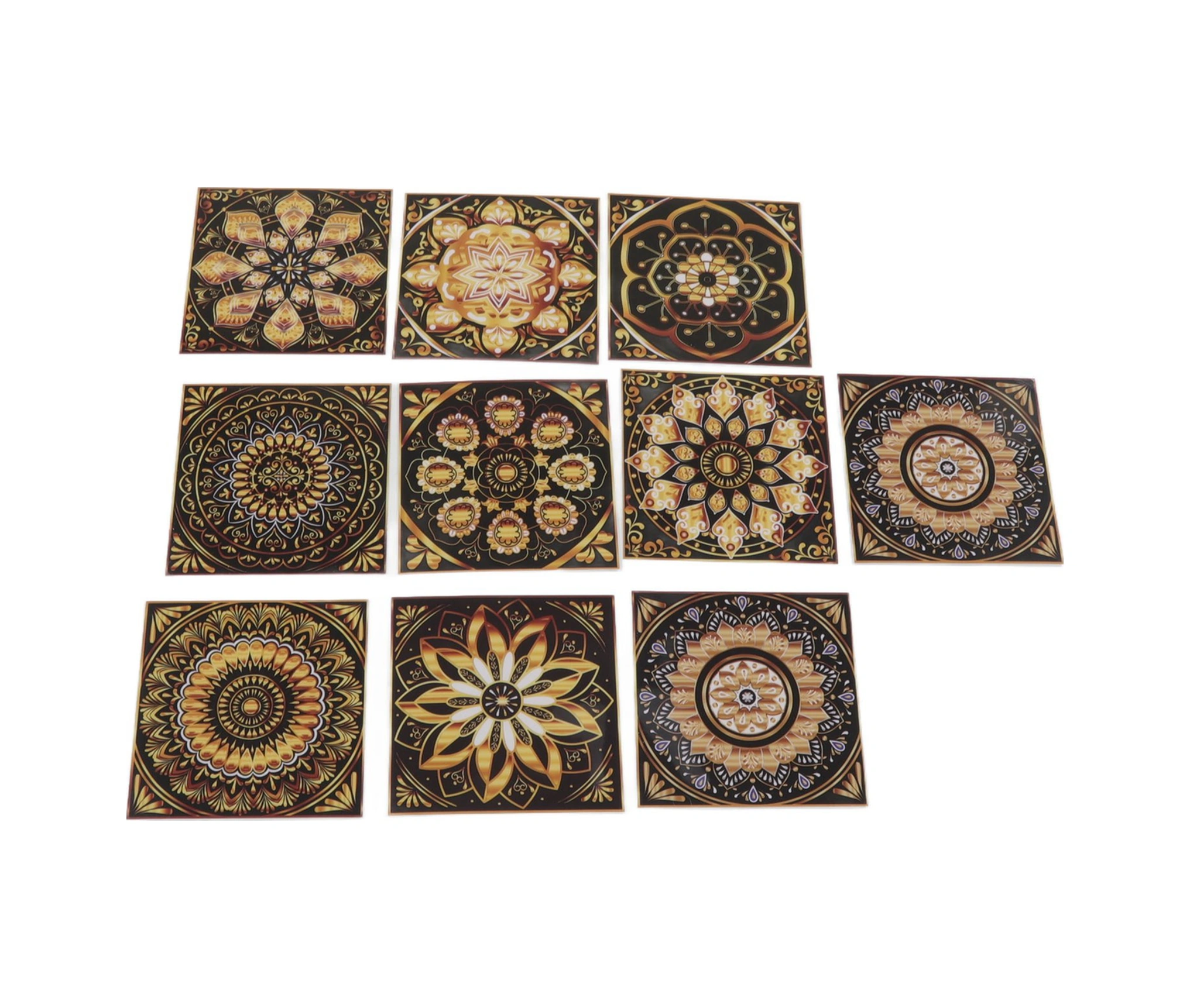 Geeroyoo 10 Adet 15x15cm Mandra Desenli Pvc Duvar Sticker - Suya Ve Yağa Dayanıklı, Otomatik Yapışkan Arka, Mutfak/banyo Dekorasyonu Rastgele Model Diğer