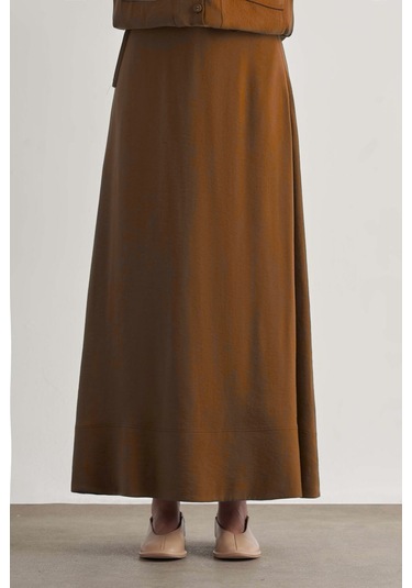 Taba Mizalle Modal Karışımlı Camel Maksi Evaze Etek CAMEL