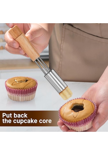 Dofolink Ev İçi Paslanmaz Çelik Cupcake Çekirdek Alıcı - Pasta, Sebze, Meyve Kalıbı İle Puf Pastalarını Doldurmak İçin Çiçek Desenli Kalıp