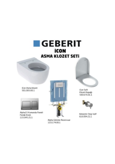Geberit Icon Alpha15 Soft Asma Klozet Seti - Parlak Krom Diğer