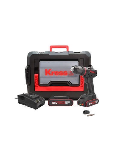Kress KUC30.1 20V/2.0AH Li-ion 60NM Çift Akülü Profesyonel Şarjlı Darbeli Matkap