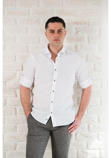 Advante Yaka Düğmeli Dokulu Slimfit Erkek Gömlek 001