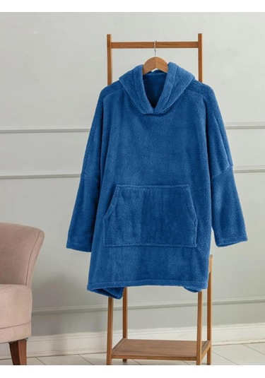 Wellsoft Kapşonlu Giyilebilir Tv Battaniyesi Unisex Over Size Kiremit