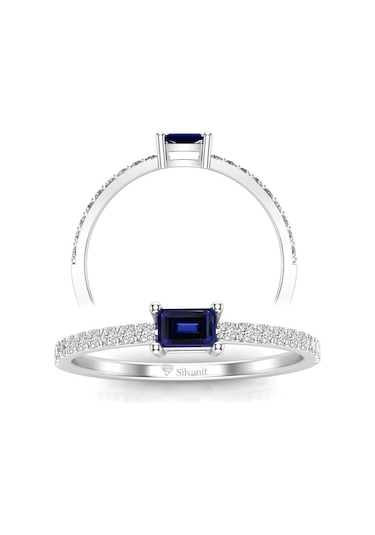 0,35 Karat Pırlantalı Safir Yüzük