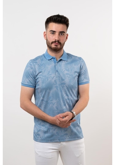 Polo Yaka Slimfit Desenli Erkek T-Shirt