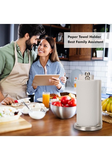 Yunboo Banyo Ve Mutfak İçin Tek Elle Kullanıma Uygun Ağır Tabanlı Çamaşır Kağıdı Tutucu Fırçalı Nikel