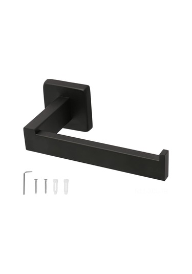 Konesam Sus 304 Paslanmaz Çelik Kare Duvar Tipi Büyük Bobin Kağıt Mendil Rafı - Banyo, Mutfak, Ofis İçin Siyah, 6.5