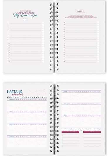 Spiralli Sert Kapak Süresiz Ajanda Planner A5 Pembe
