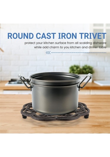 Ulzyvf Yuvarlak Yemek Yalıtımlı Taklit Sehpa Rengi Pas Mutfak Masası Isı Döküm Demir Dekoru Bs Diğer