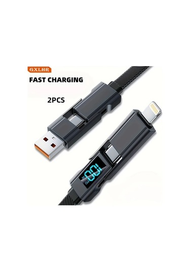 Honeybeeshop 2 Adet 100 Cm 100w Usb A Type C Lightning 4ü 1 Arada Hızlı Şarj Kablosu İphone Uyumlu Samsung Xiaomi İçin