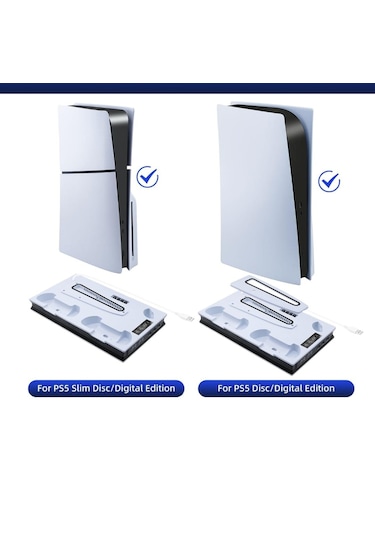 Ps5 Slim Fonksiyonel Fanlı Şarj Standı Led Göstergeli Yh60