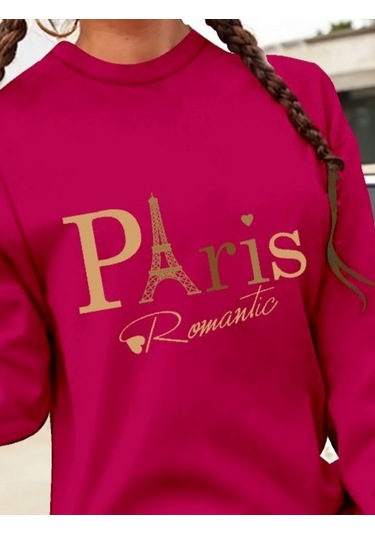 Stilaura Kadın Uzun Kollu Bisiklet Yaka Yazılı Kısa Viskon Iki Iplik Elbise Bordo